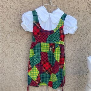 Vintage Cinderella Colorful Plaid Pinafore Dress Sz 4/5Y